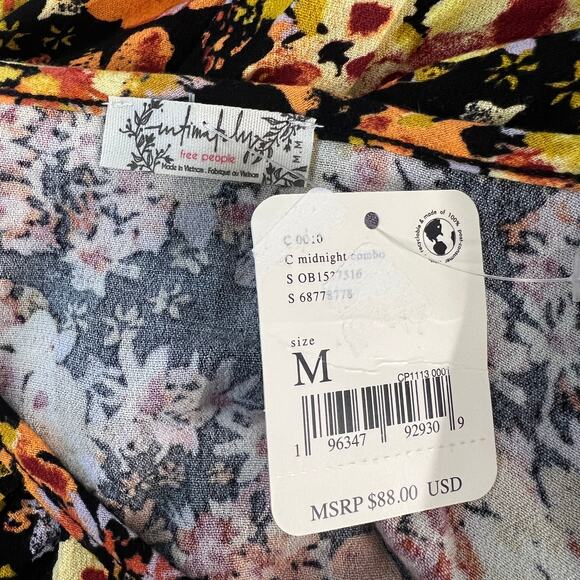 New Free People Orange Gold Floral Viscose Lace‎ Bodysuite Med - Picture 7 of 7